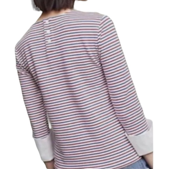 Anthropologie Deletta Striped Fourth of July Long Sleeve Shirt Size Small - Picture 2 of 11